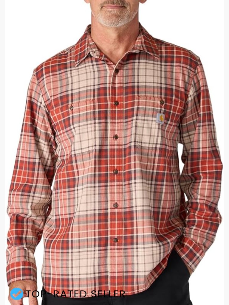 Men's Rugged Flex Relaxed Fit Lightweight Long-Sleeve Plaid Shirt